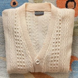 VTG I Branigan I Cream Handcrafted Irish Wool Cardigan Sweater